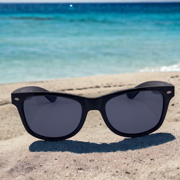 Black Polarized Sunglasses Wayfarer Silhouette Mens Womens - Picture 1 of 9